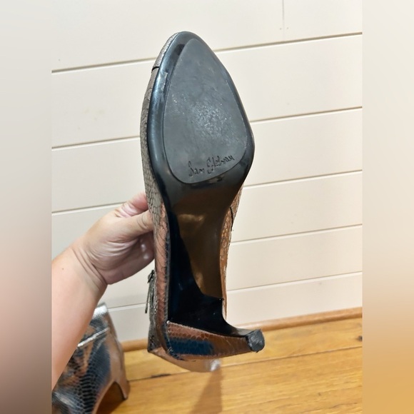 Sam Edelman Silver Snakeskin Heeled Boots - Picture 13 of 16